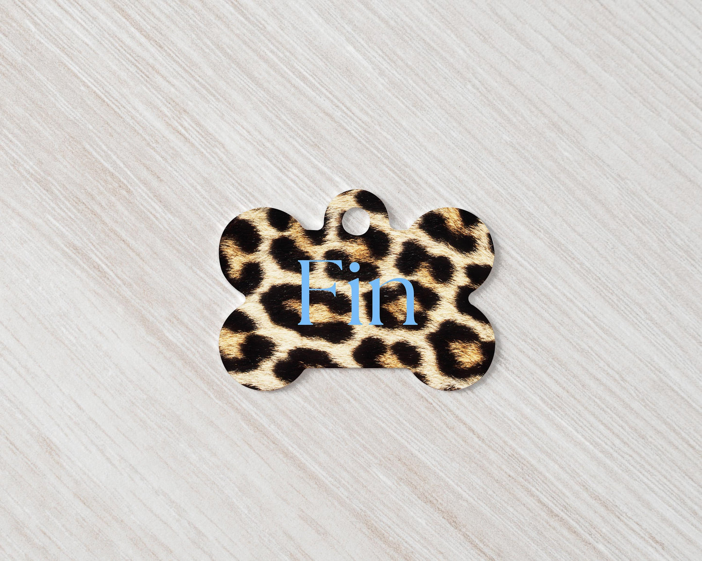 Personalized Dog Tag  Leopard Print  Custom Pet ID Tag  Stylish & Durable  Multiple Backgrounds Available