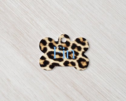 Personalized Dog Tag  Leopard Print  Custom Pet ID Tag  Stylish & Durable  Multiple Backgrounds Available