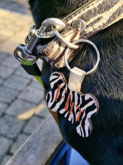 Personalized Dog Tag  Zebra Print  Custom Pet ID Tag  Stylish & Durable  Multiple Backgrounds Available