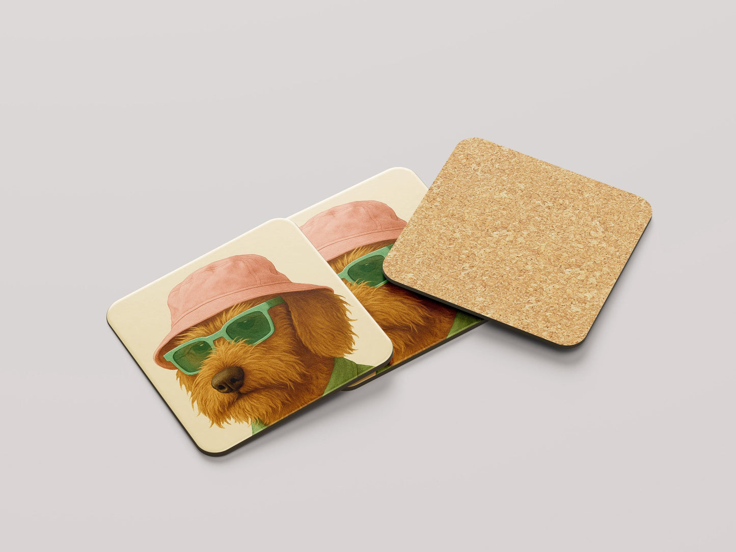 Hipster Teckel Onderzetters Set - Grappige Teckel Illustratie - Cadeau Teckelliefhebber