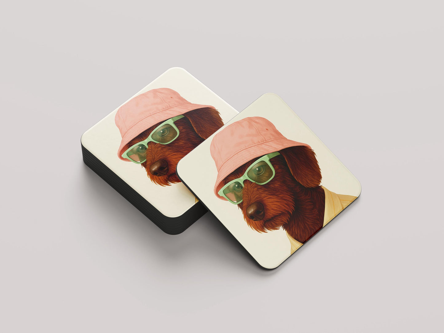 Ruwhaar Chocolate Teckel Onderzetters Set - Schattig Cadeau Hondenliefhebber - Quirky Hondenaccessoire