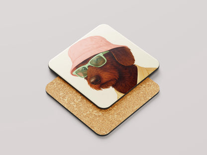 Ruwhaar Chocolate Teckel Onderzetters Set - Schattig Cadeau Hondenliefhebber - Quirky Hondenaccessoire