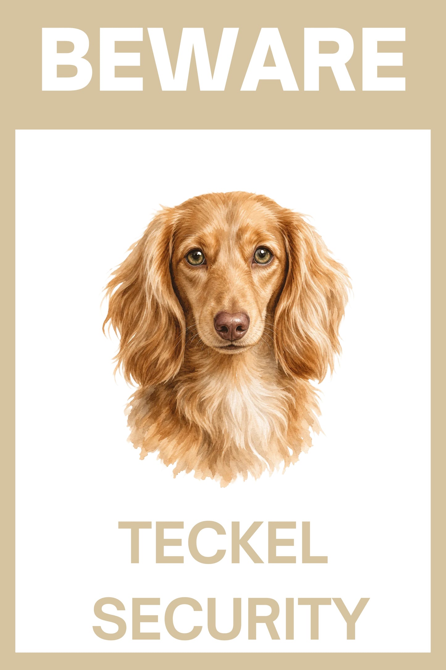 Waakbord teckel langhaar blond - bordkleur beige