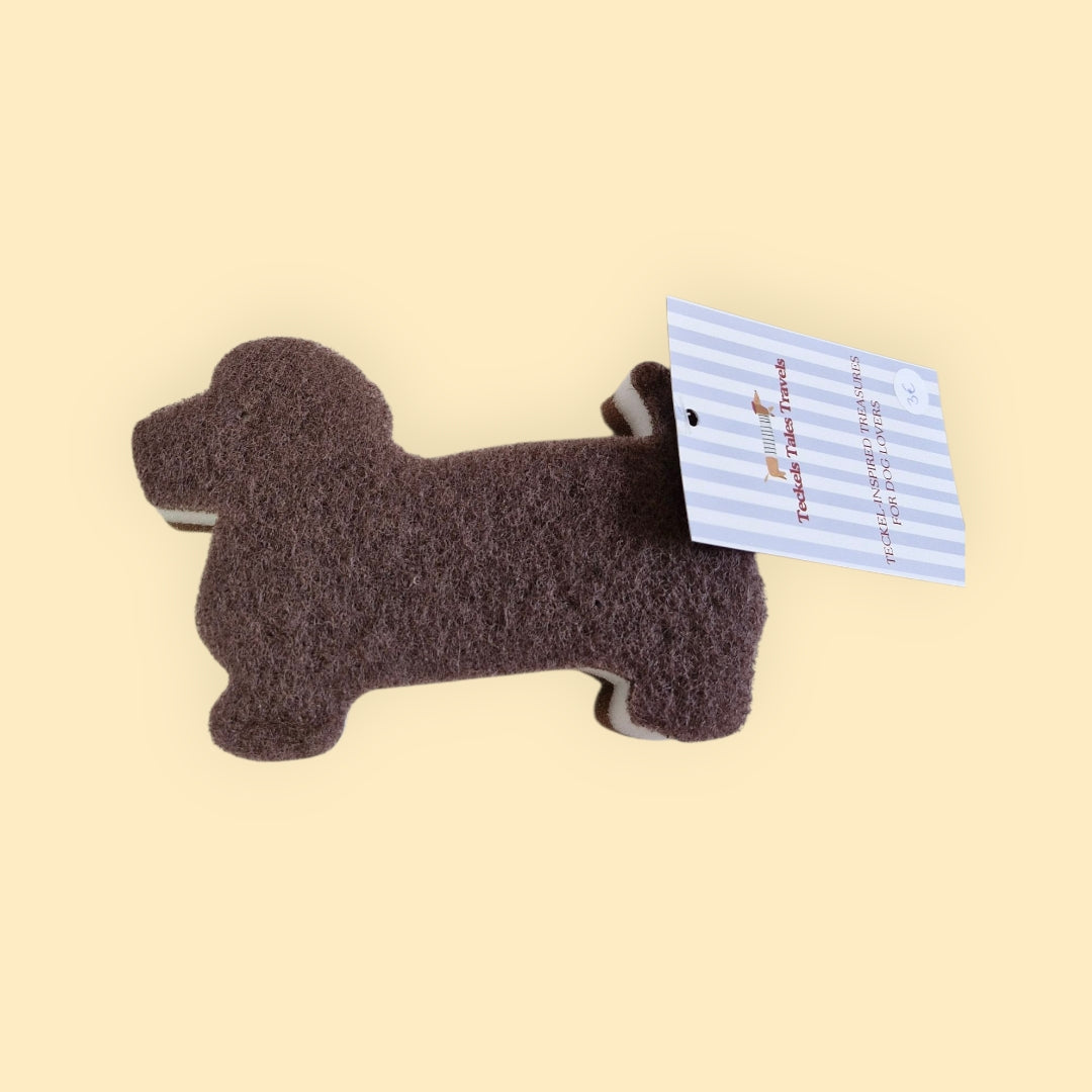 keukenspons bruin teckel