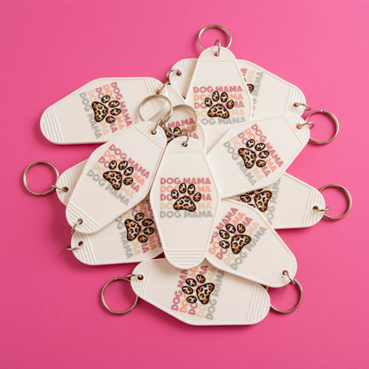 Dog Mama Leopard Sleutelhanger - Hondenpootje Print Cadeau voor Hondenliefhebbers