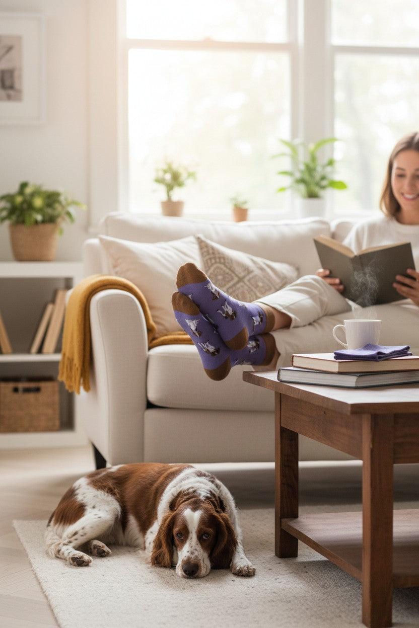 Honden Sokken Paars - Cartoon Print (Maat 36-44)