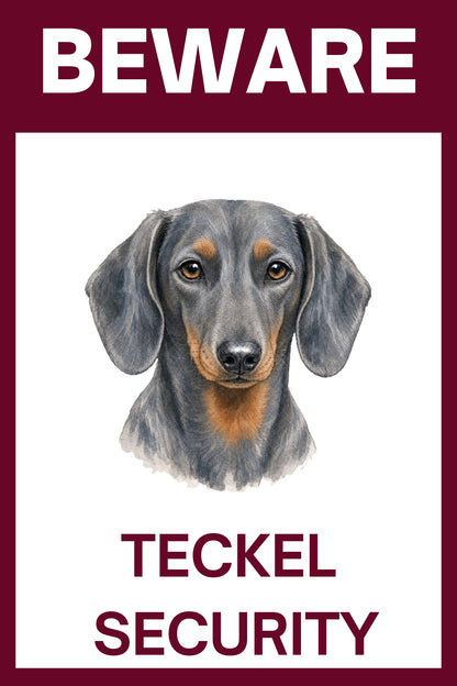 Waakbord teckel korthaar blue en tan - bordkleur bordeaux