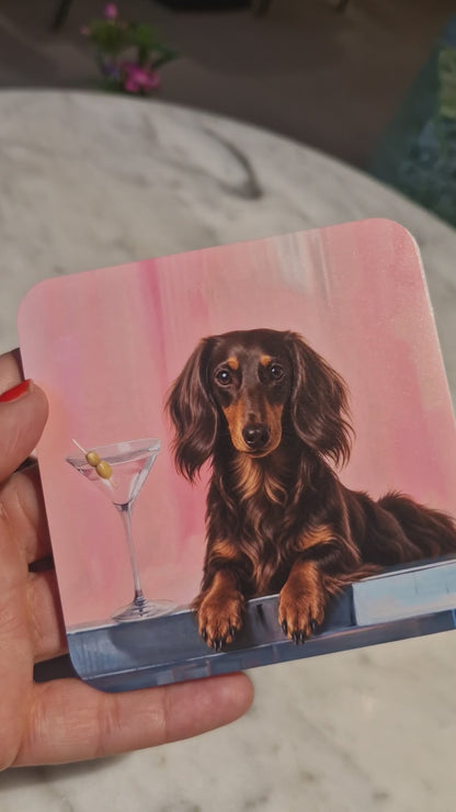 Coaster / onderzetter Weenie Martini - Kies jouw Teckelras