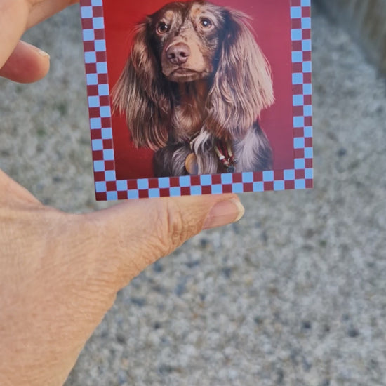 Video van Gepersonaliseerd acryl fotoblok met 3D effect – hond op blokje formaat 6x6x2,6cm