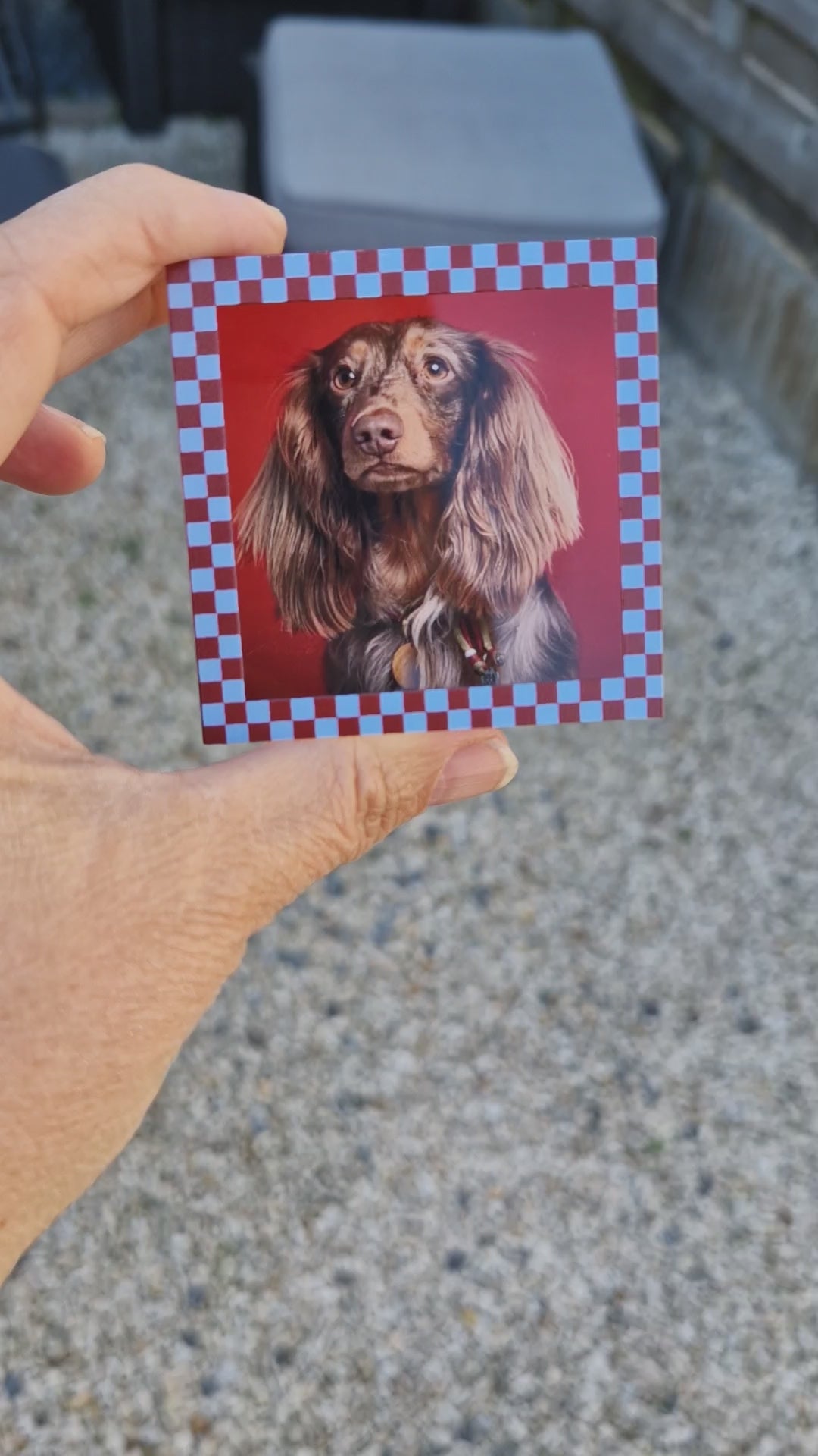 Video van Gepersonaliseerd acryl fotoblok met 3D effect – hond op blokje formaat 6x6x2,6cm