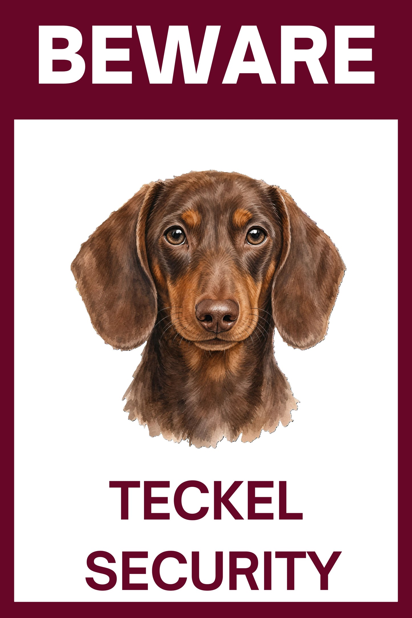 Waakbord teckel korthaar effen choco - bordkleur bordeaux