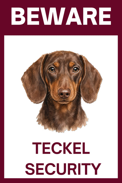 Waakbord teckel korthaar effen choco - bordkleur bordeaux