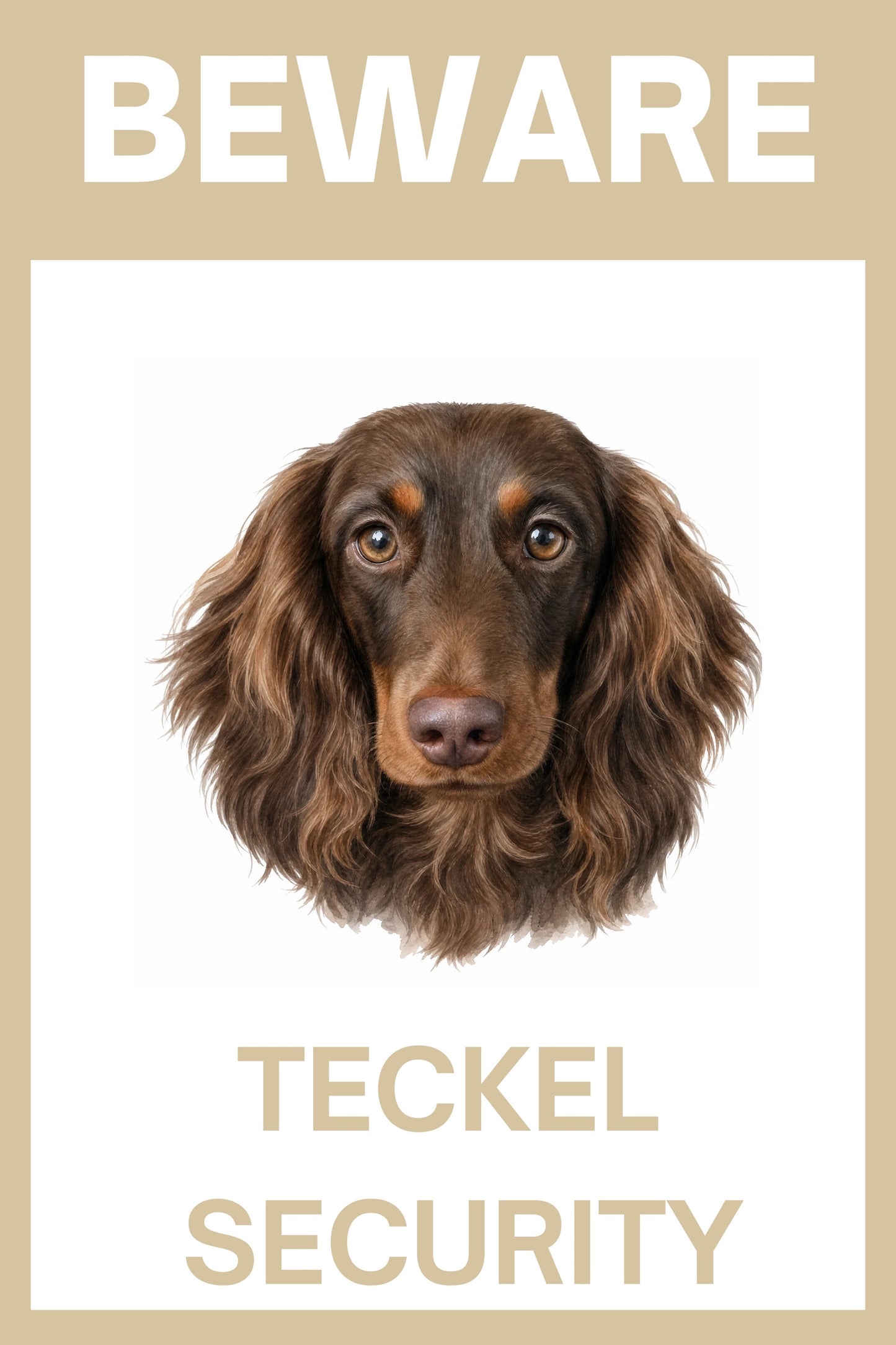 Waakbord teckel langhaar choco - bordkleur beige
