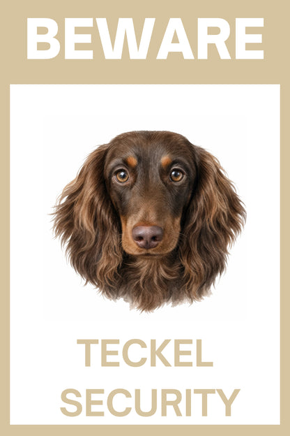 Waakbord teckel langhaar choco - bordkleur beige