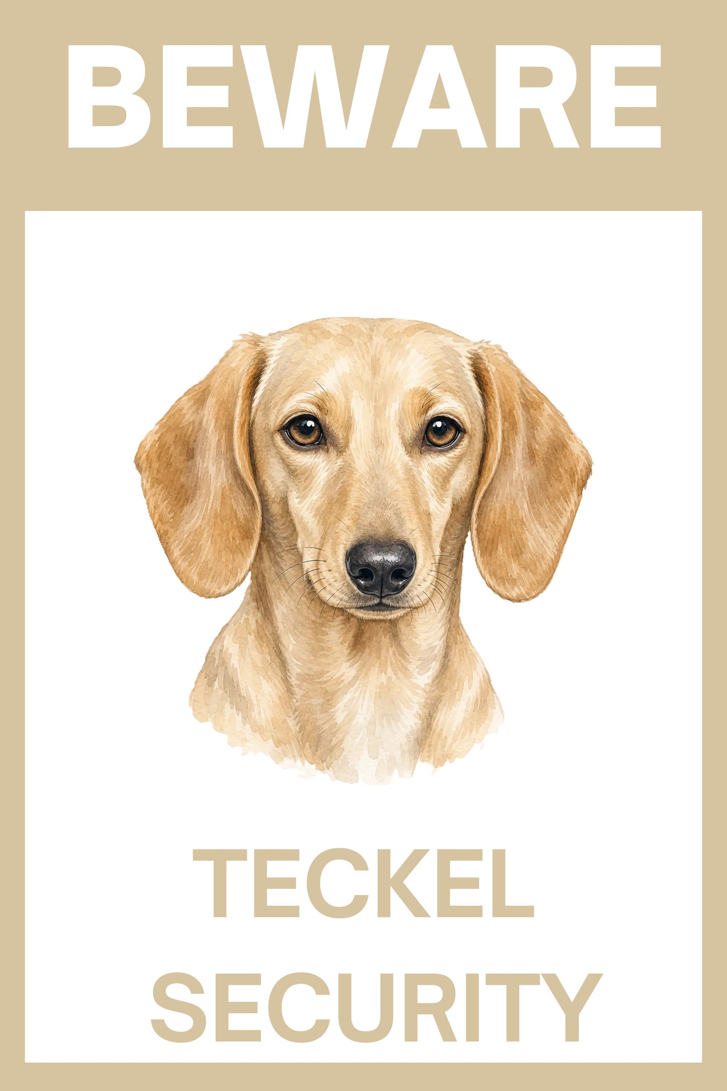 Waakbord teckel korthaar crème - bordkleur beige