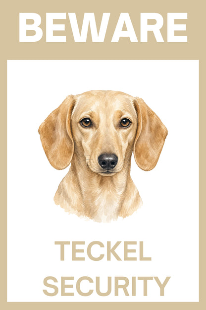 Waakbord teckel korthaar crème - bordkleur beige