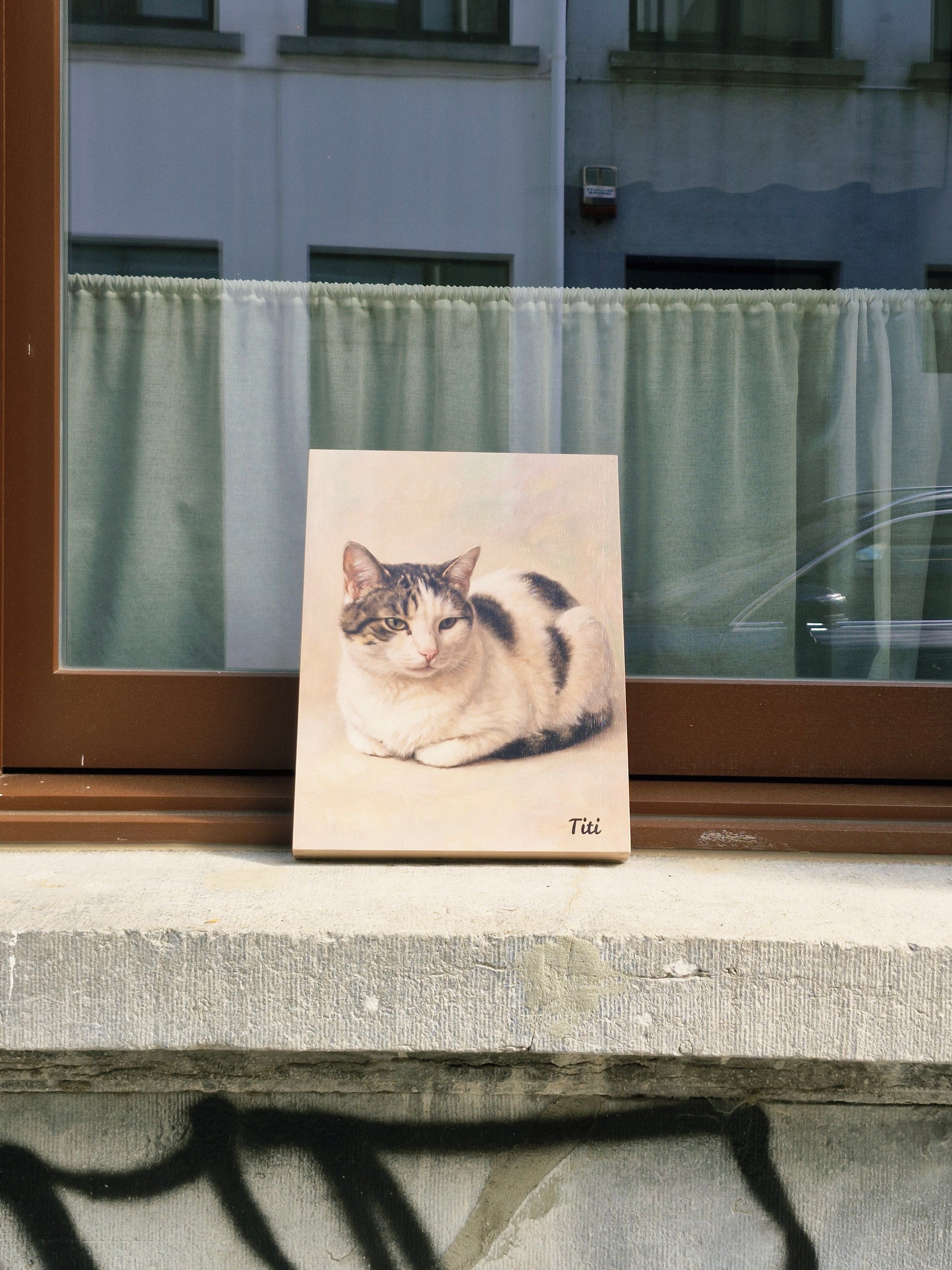 Gepersonaliseerde print op hout – Brush Stroke stijl – olieverf look – warm huisdier portret