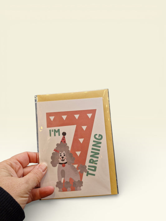 Wenskaart 'I'm turning 7' - verjaardag hond