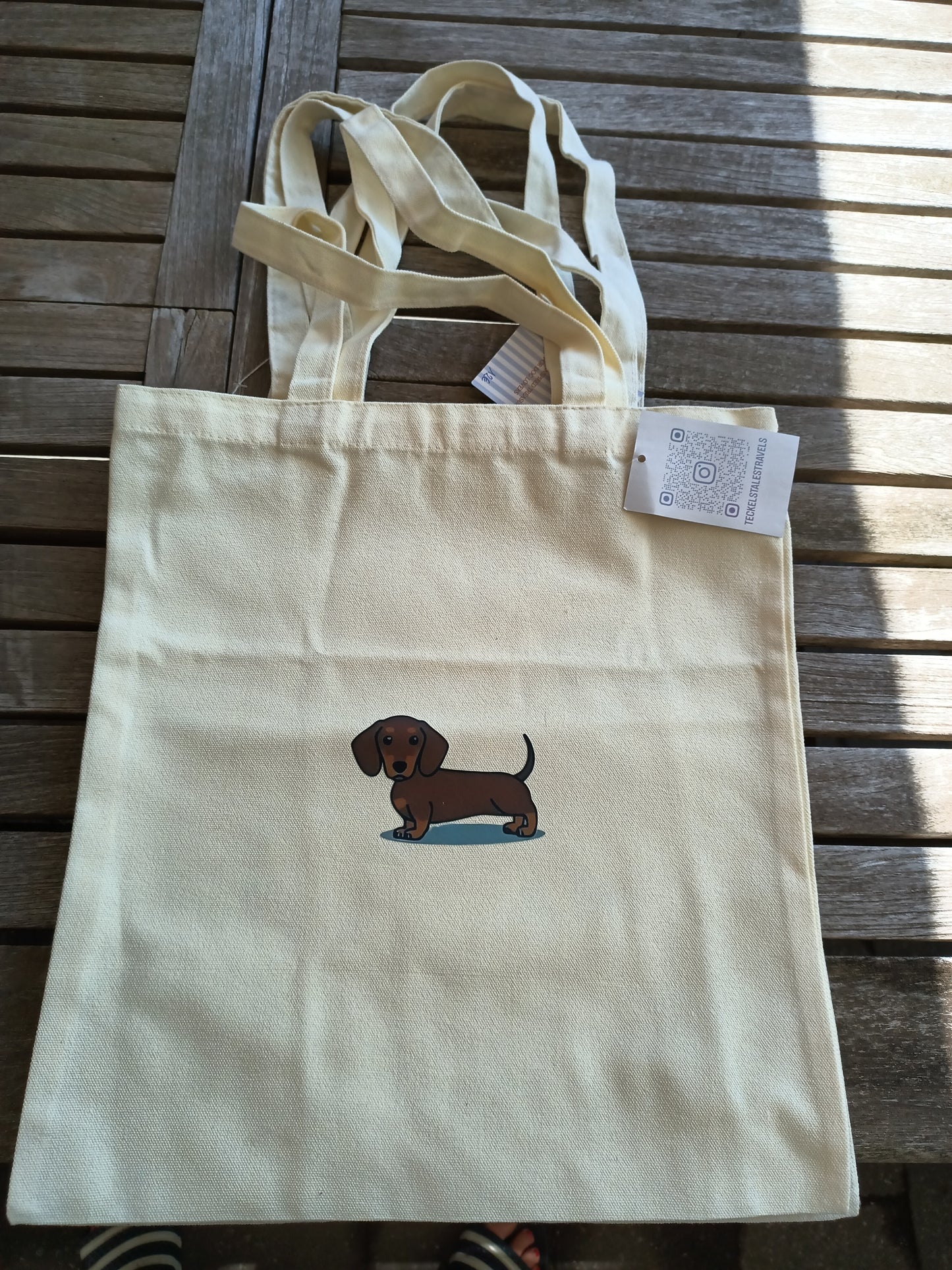 Totebag 1 teckel bruin