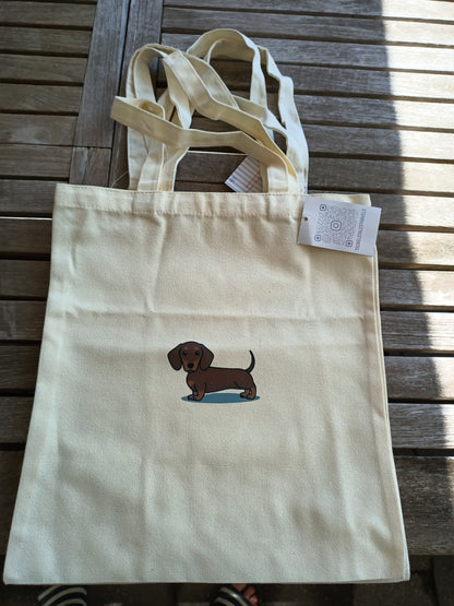Totebag 1 teckel bruin