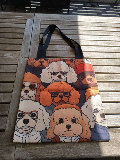 Totebag met Verschillende Poodles - Canvas Draagtas voor Poedelliefhebbers 39x33,5cm