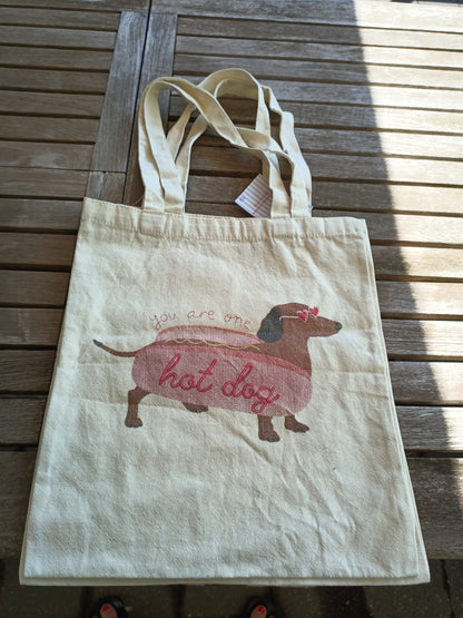 Totebag 'You Are One Hot Dog' - Draagtas Teckel