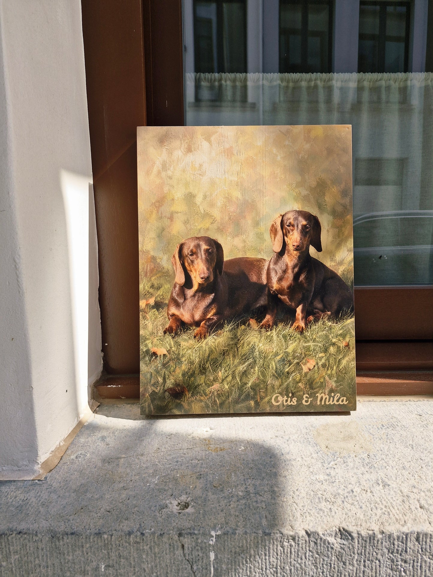 Print op beukenhout 30x40cm – gepersonaliseerd cadeau verjaardag – dachshund gift – dog dad cadeau