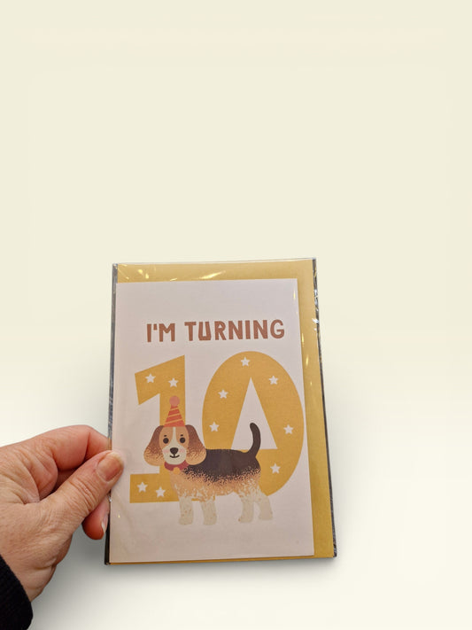 Wenskaart 'I'm turning 10' - verjaardag hond