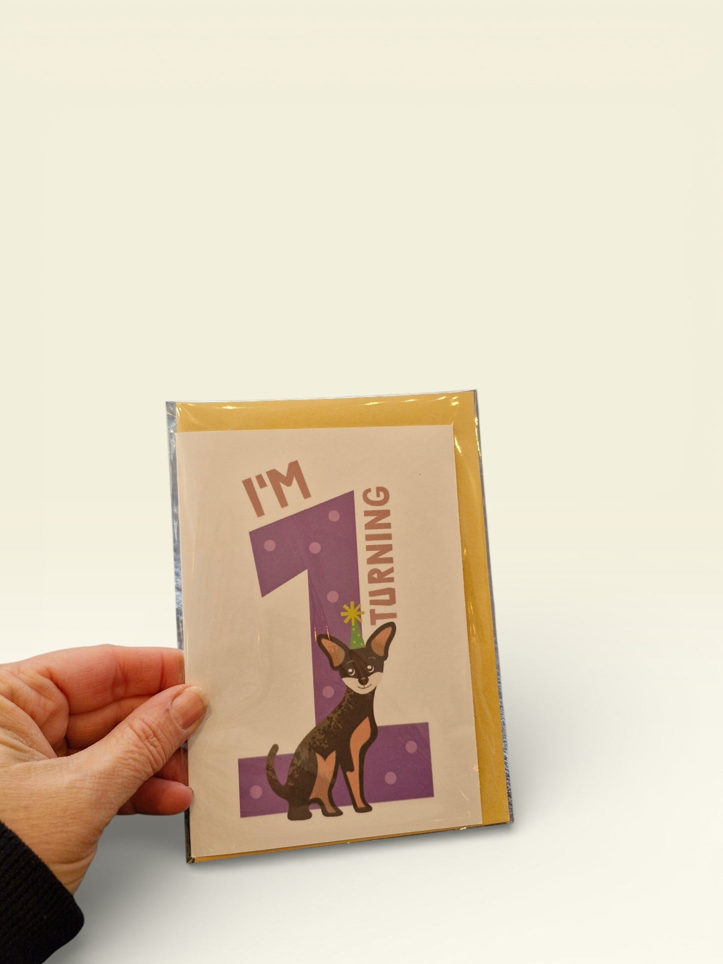 Wenskaart 'I'm turning 1' - verjaardag hond