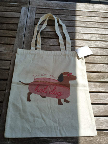 Totebag 'You Are One Hot Dog' - Draagtas Teckel