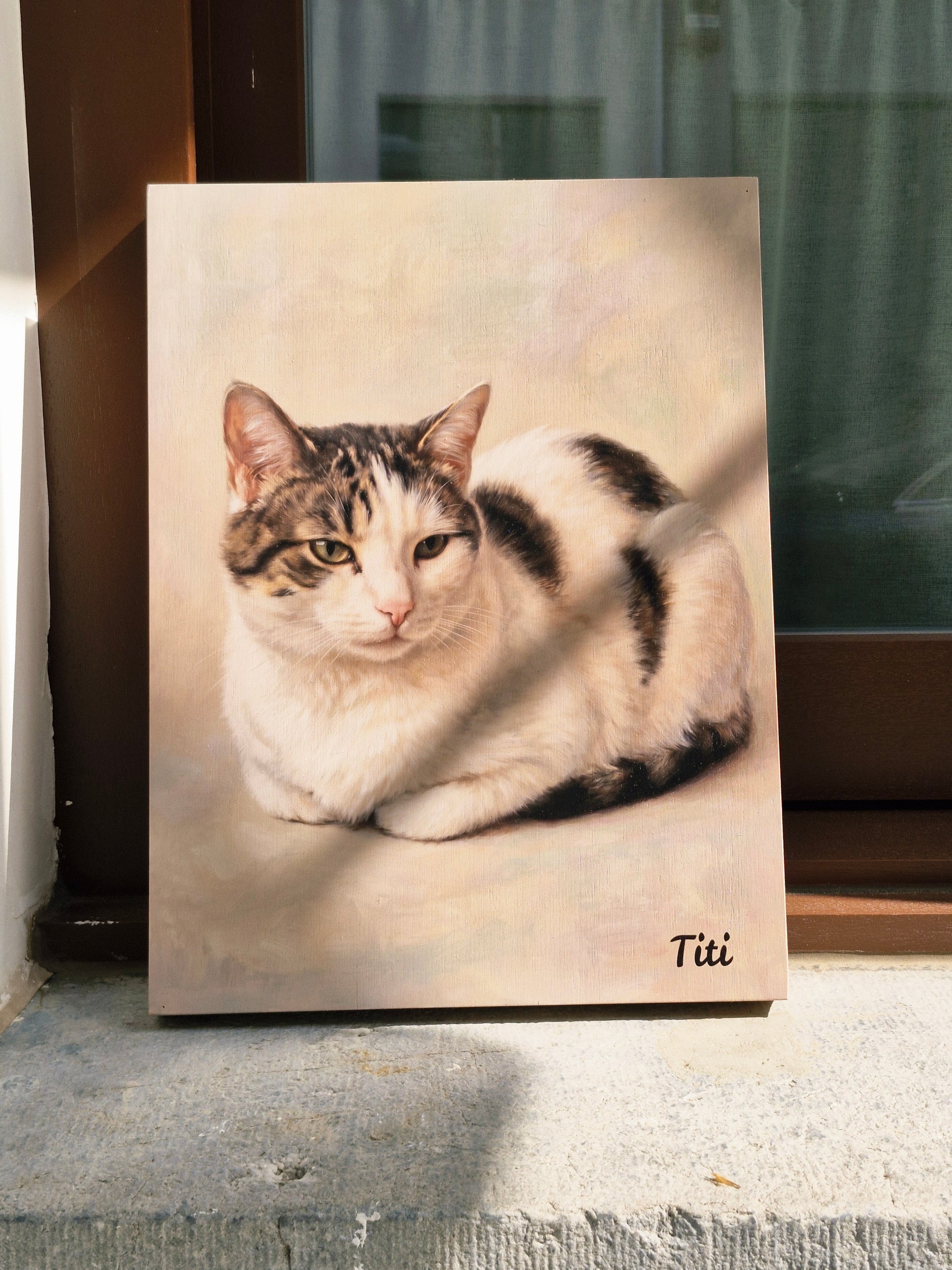 Houten canvas met UV-print – soft painted portrait – wanddecoratie van je huisdier