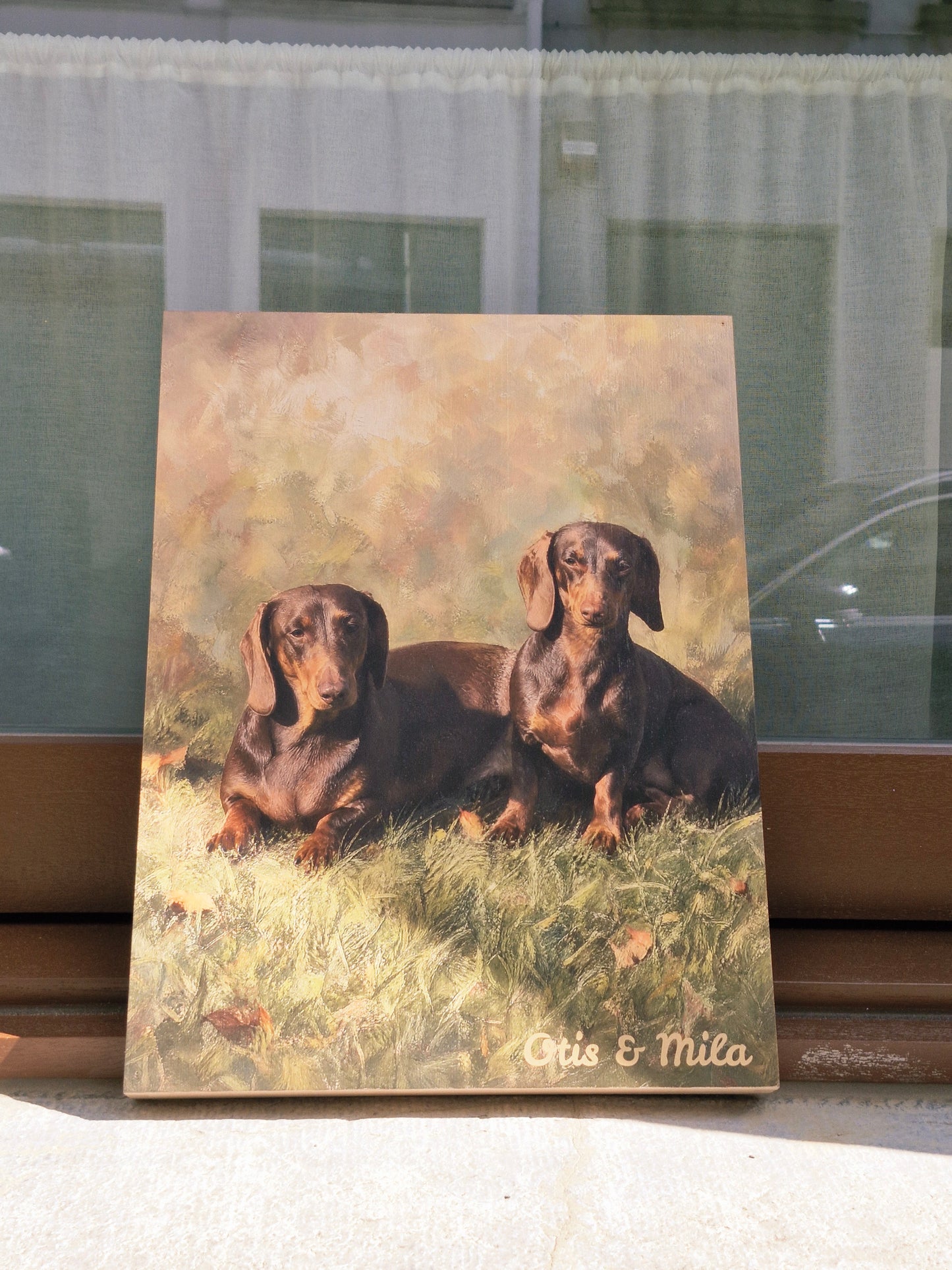 UV-print op hout 30x40cm – Texture printmethode – reliëf afwerking – gepersonaliseerd hondencadeau