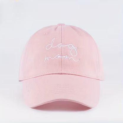 roze pet met geborduurde tekst dog mom