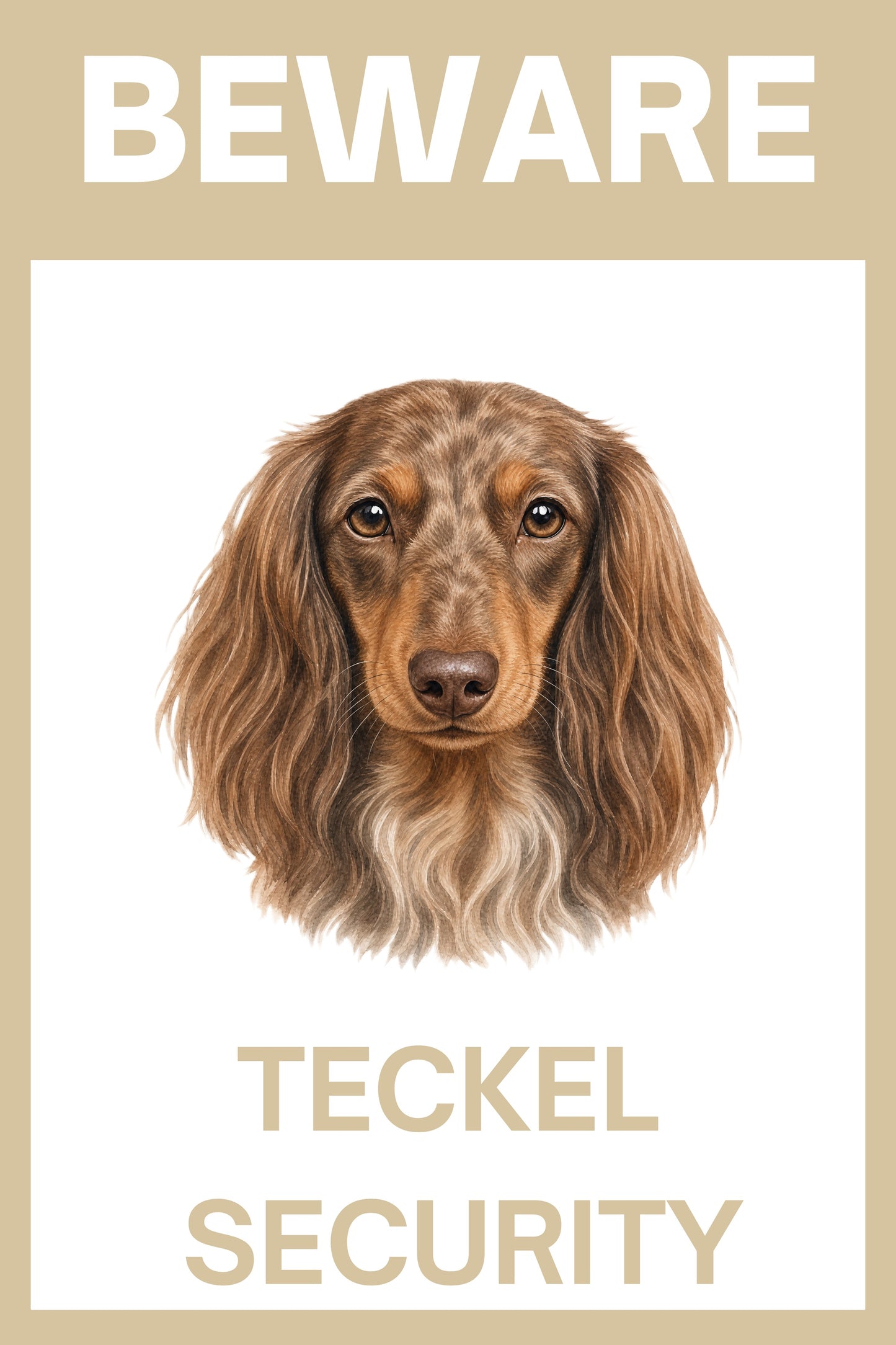 Waakbord teckel langhaar choco licht - bordkleur beige
