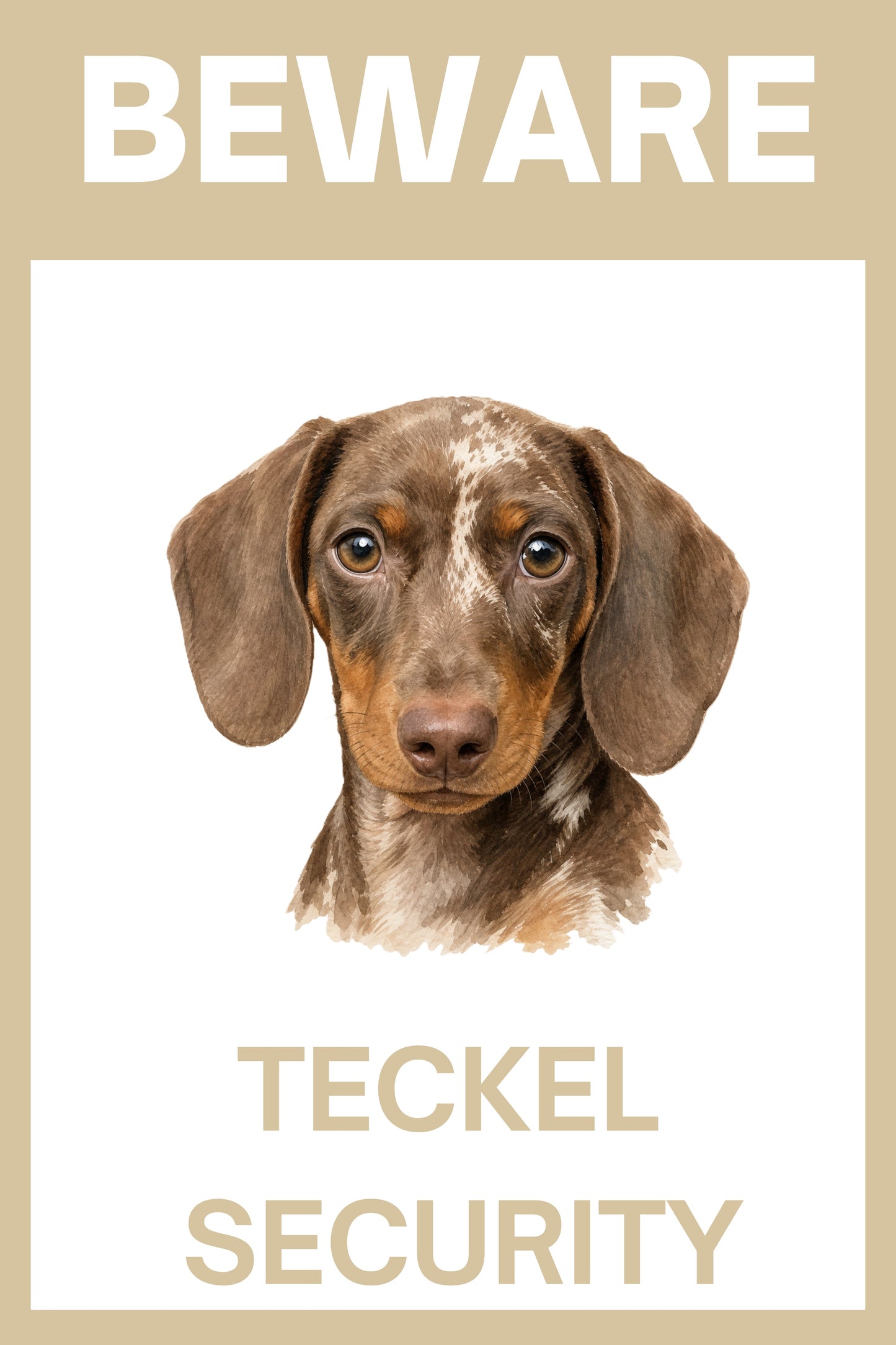 Waakbord choco dapple teckel puppy - bordkleur beige