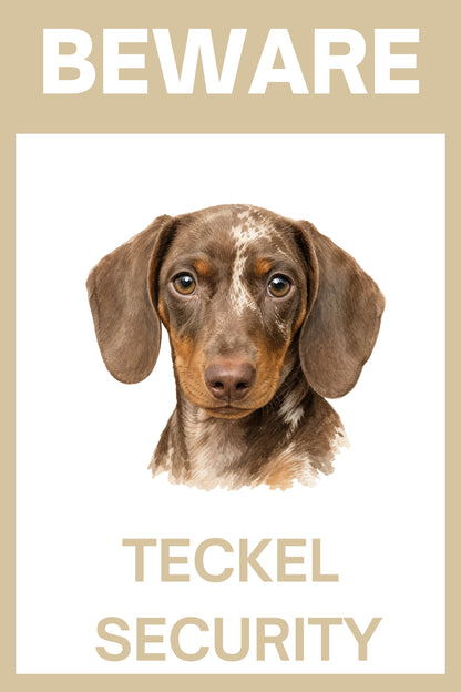 Waakbord choco dapple teckel puppy - bordkleur beige