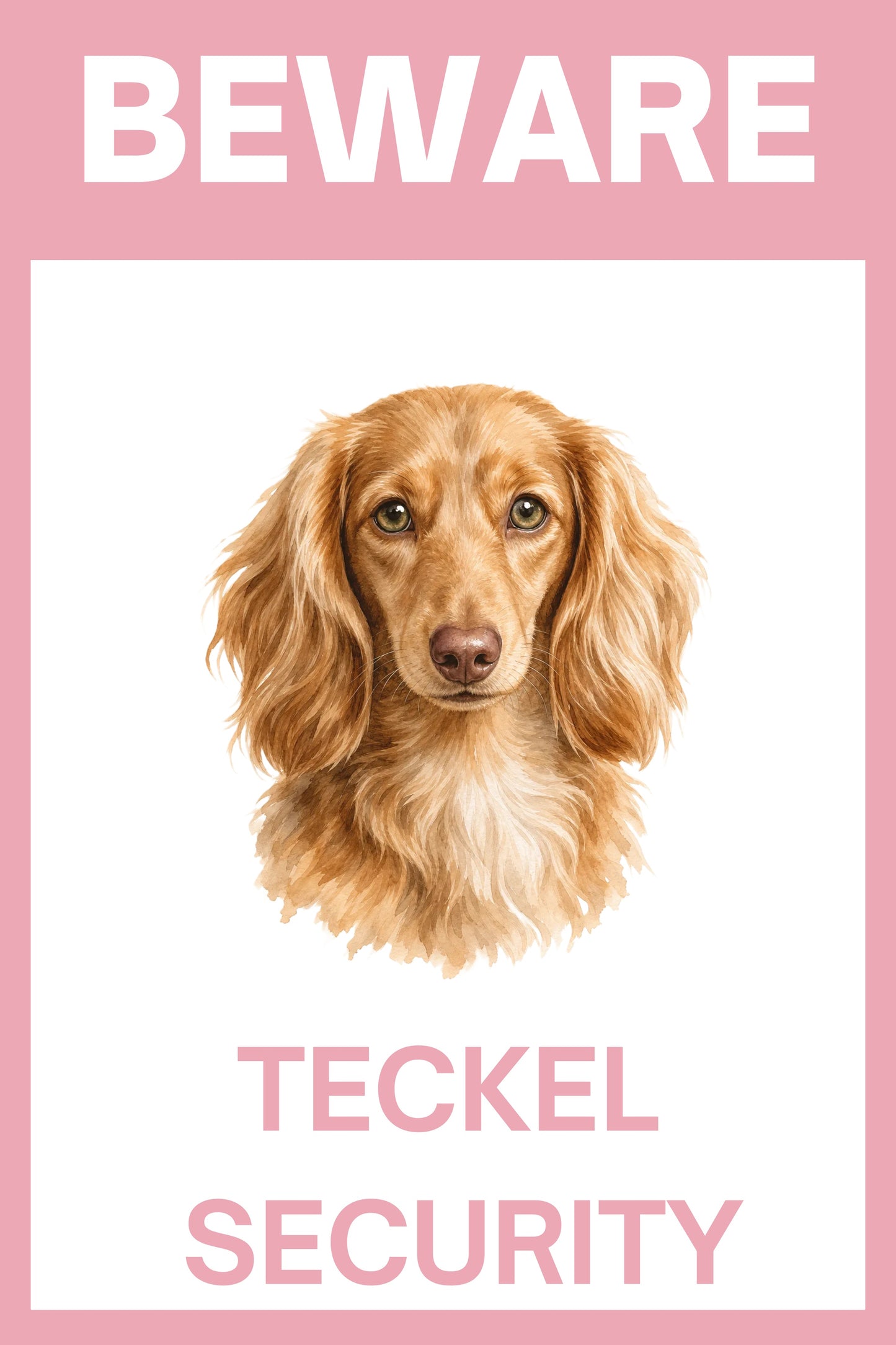 Waakbord teckel langhaar blond - bordkleur roze