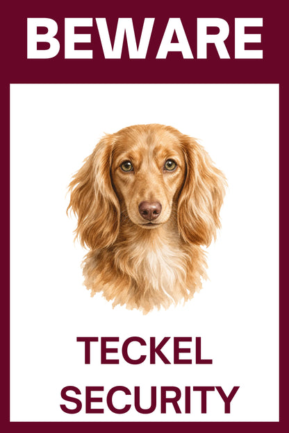 Waakbord teckel langhaar blond - bordkleur bordeaux