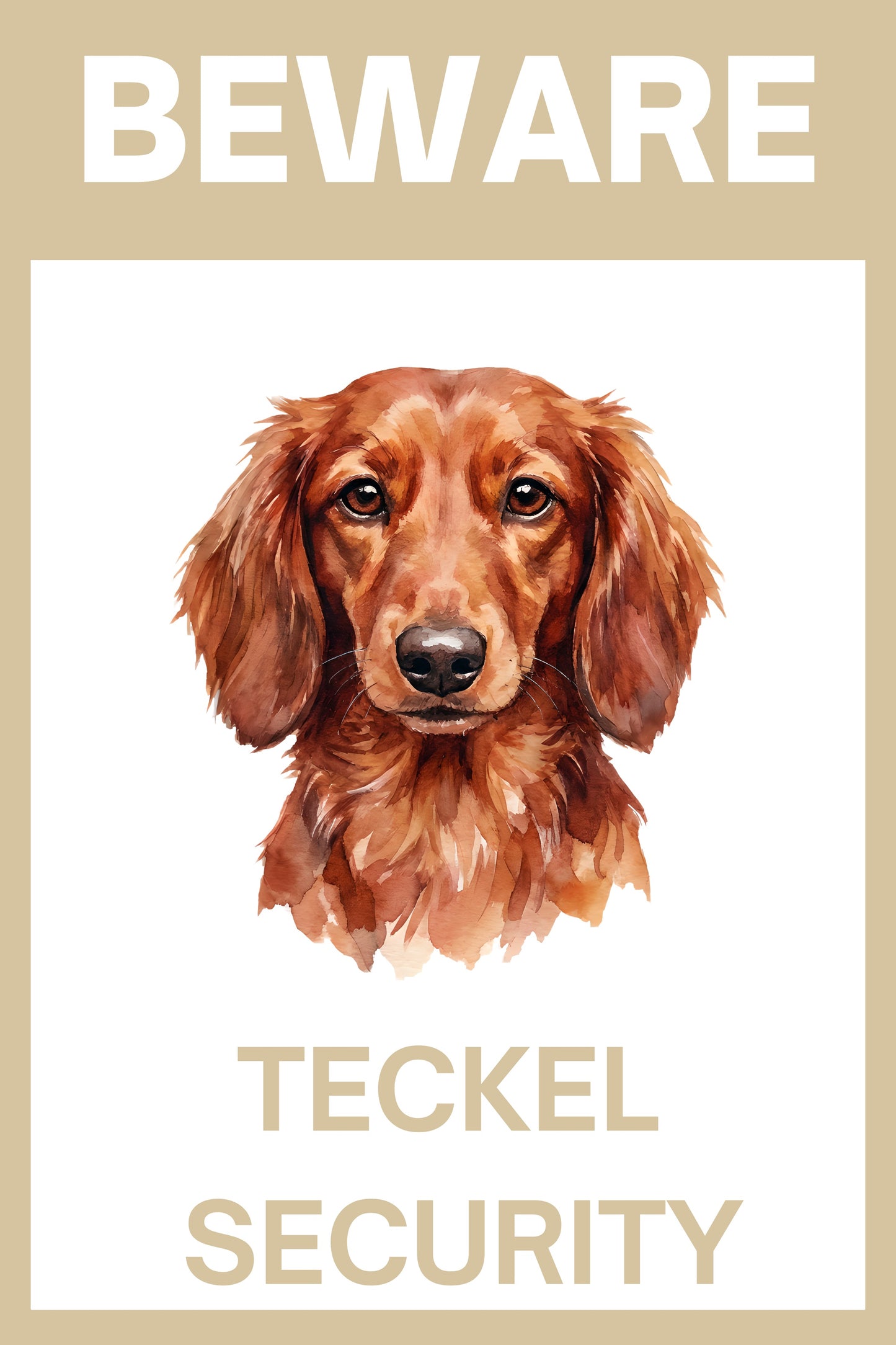 Waakbord teckel langhaar rood - bordkleur beige