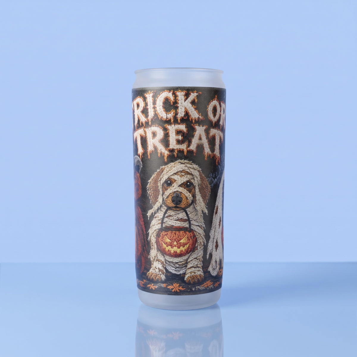 Halloween kaars in glas Trick or Treat met hondje als mummie, cadeau voor hondenliefhebbers