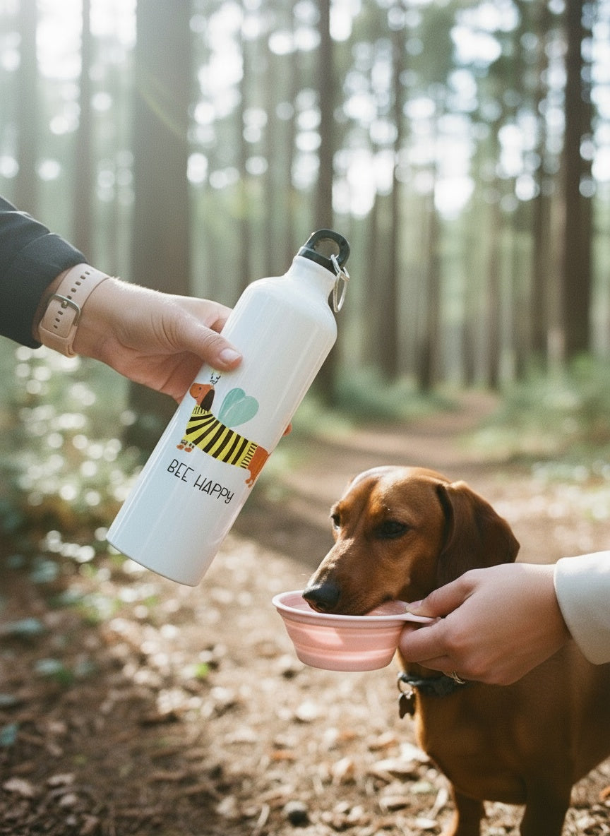 Bee Happy - Premium Drinkfles voor Hondenliefhebbers