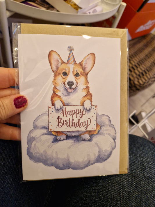 wenskaart Happy birthday corgi