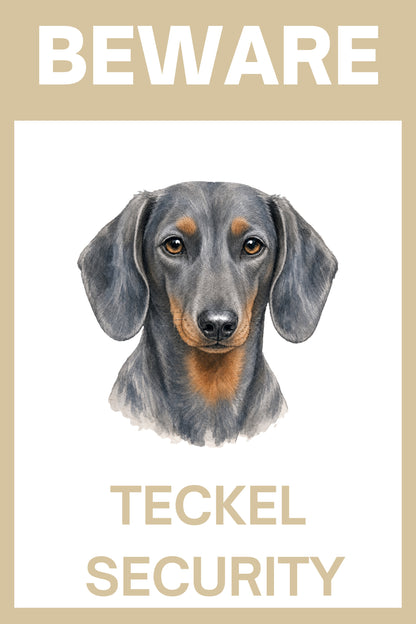 Waakbord teckel korthaar blue en tan - bordkleur beige