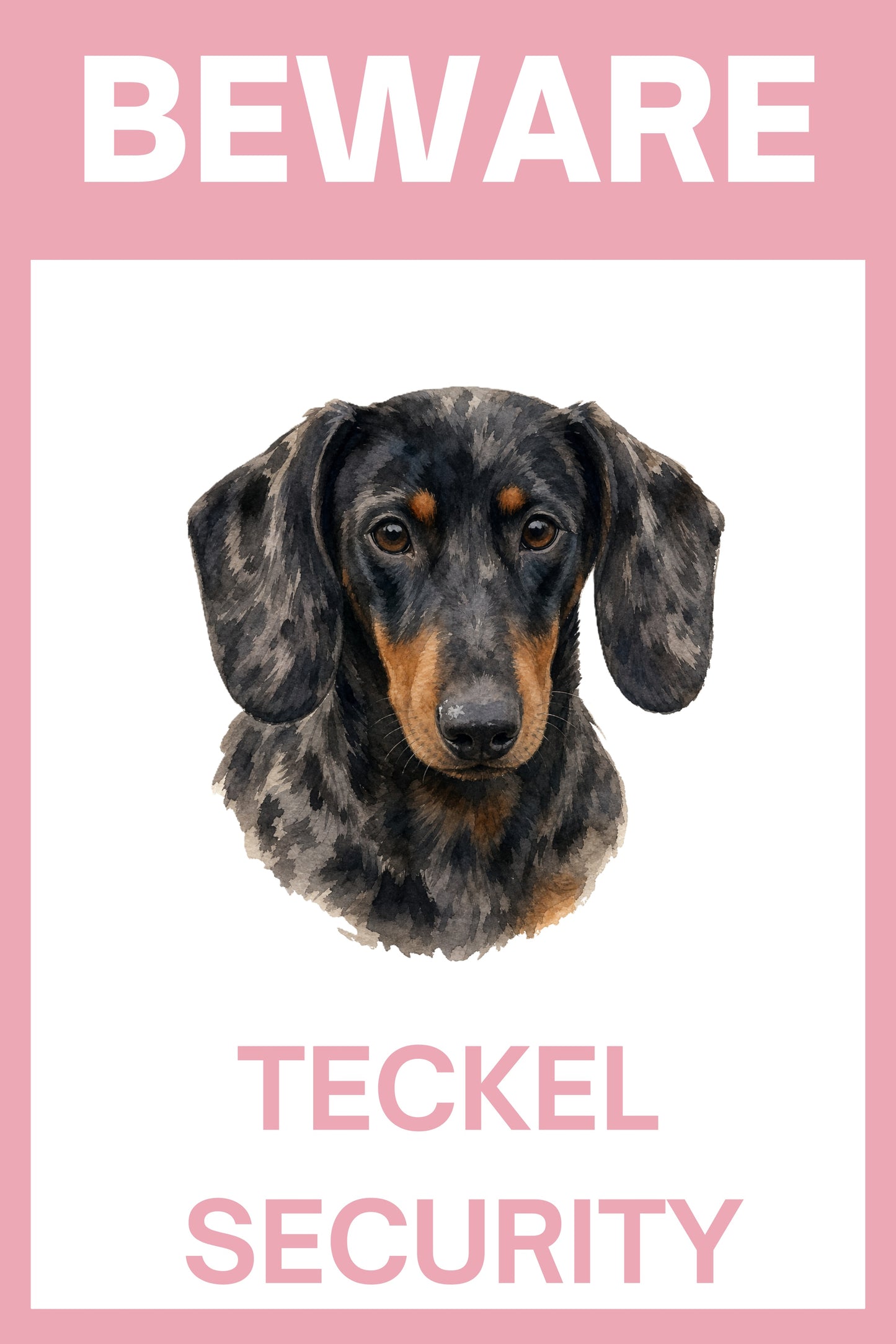 Waakbord merle teckel - bordkleur roze