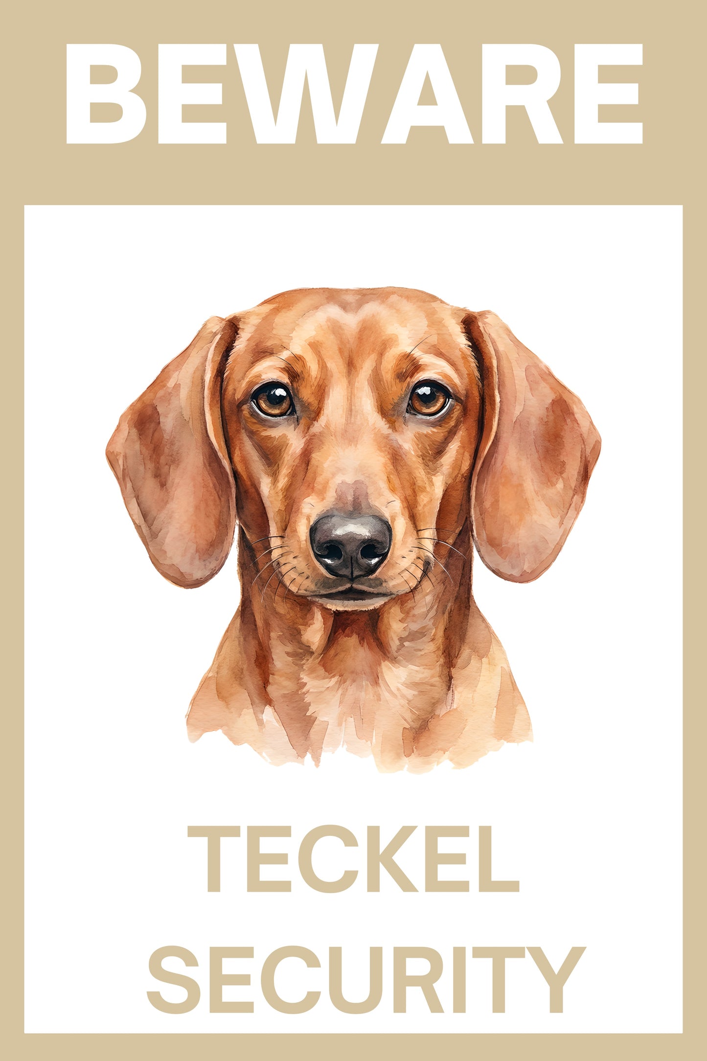 Waakbord teckel korthaar rood - bordkleur beige
