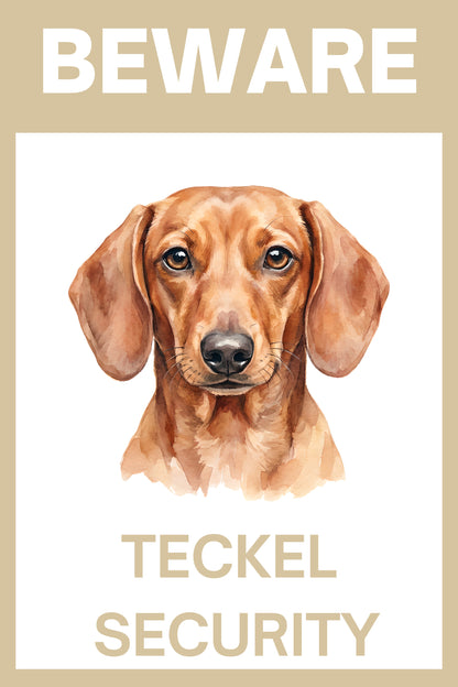 Waakbord teckel korthaar rood - bordkleur beige
