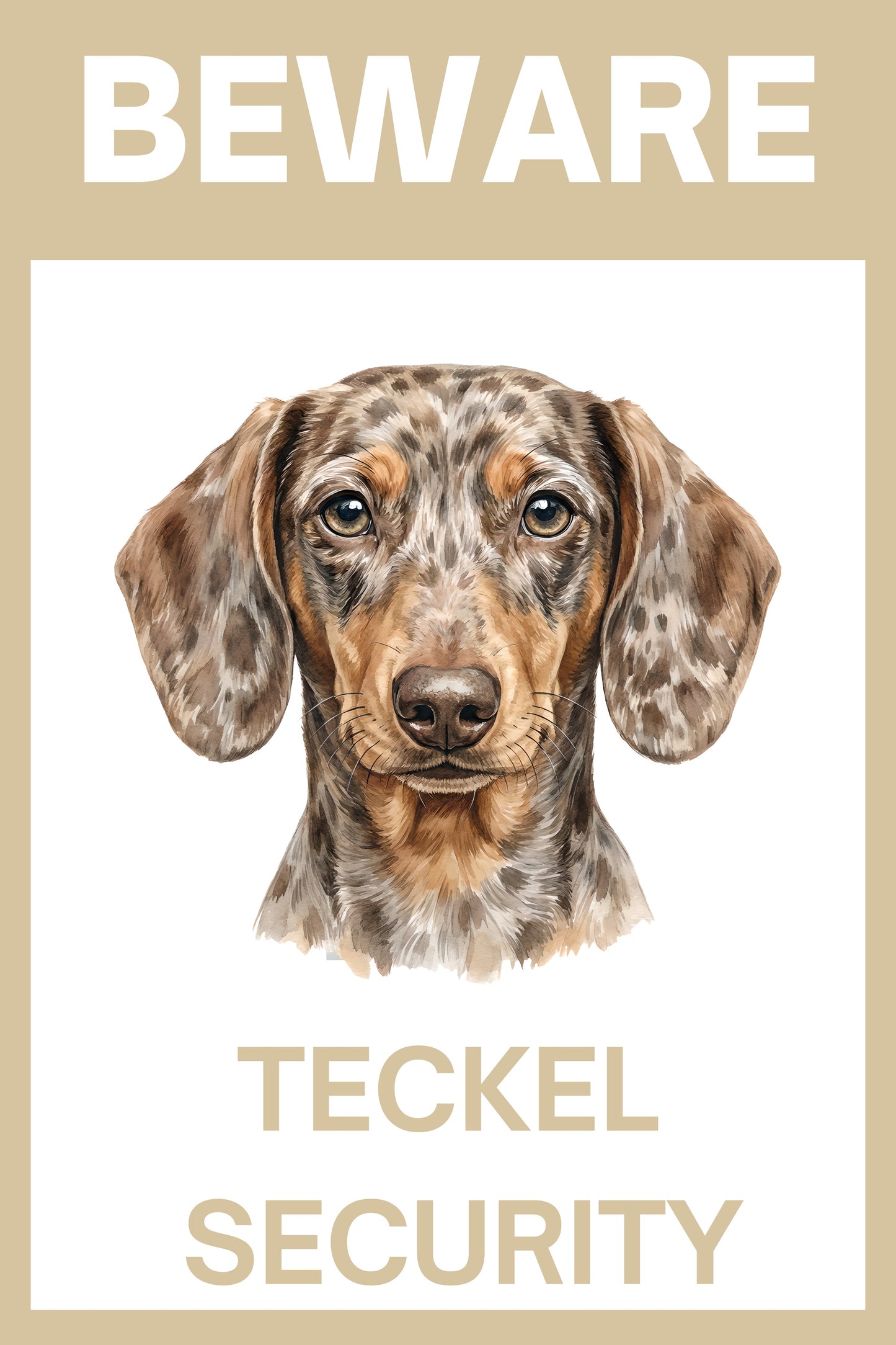 Waakbord teckel korthaar choco - bordkleur beige